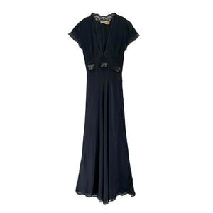 Rixo x Ciao Lucia Marlice maxi 100% silk dress in Navy Size 0